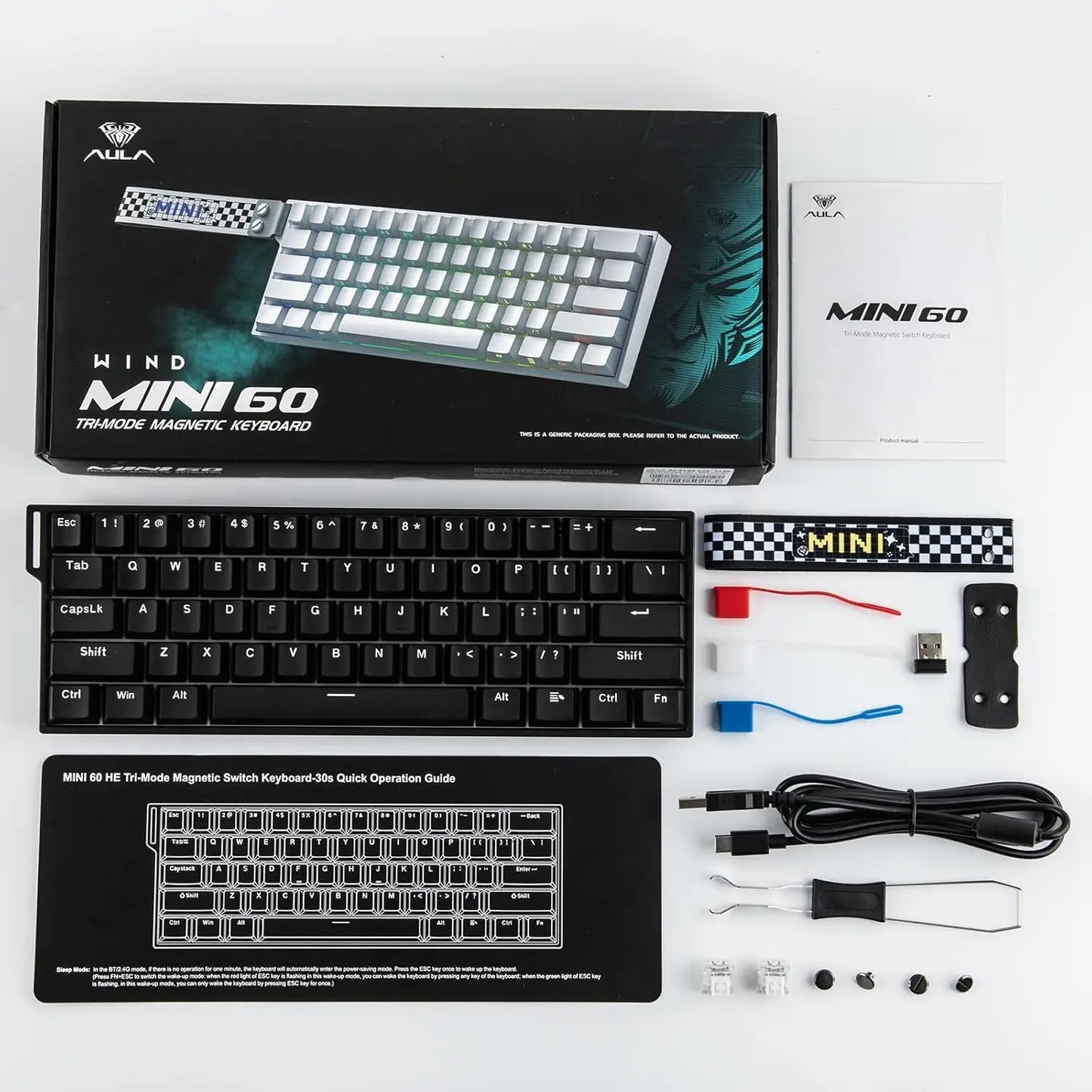 AULA Mini60 HE/Pro/Max 60% Magnetic Switch Gaming Keyboard RGB Tri Mode Mechanical Keyboard 8000Hz 0.01mmRT for E-Sports Gifts