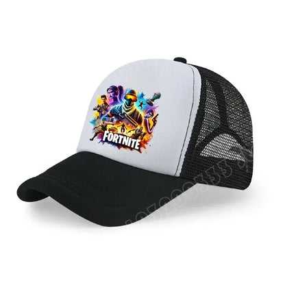 Șapcă de baseball Fortnite cu imprimeu de joc în stil desen animat, pălărie de vară pentru copii din plasă respirabilă, șapcă reglabilă cu cozoroc, cadou de ziua de naștere pentru copii