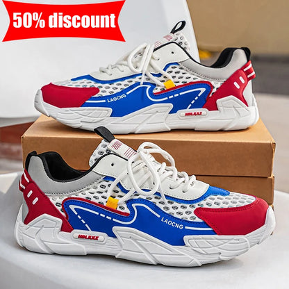 Chaussures de sport pour homme : chaussures de marche estivales en maille, décontractées et tendance, à lacets, neuves, pour les jeunes, idéales pour les trajets quotidiens, confortables et polyvalentes