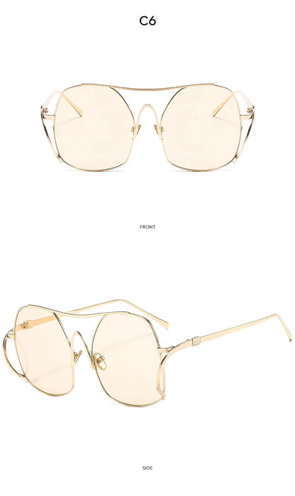 Y2k Polygon Oversized Sunglasses Women Luxury Brand Metal Sun Glasses Fashion Personality Outdoor Retro Eyeglassess Uv400 Men