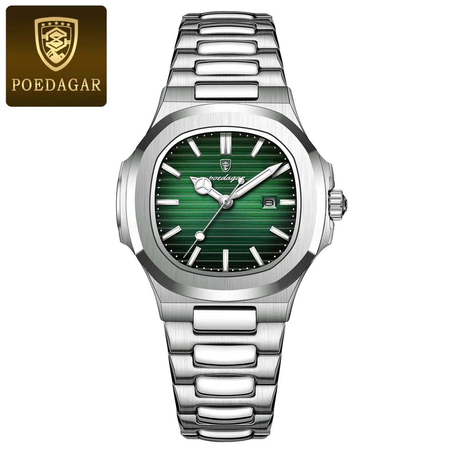 POEDAGAR Square Luxury Watch For Woman Waterproof Luminous Date Ladies Wristwatch Stainless Steel Fashion Quartz Women's Watches