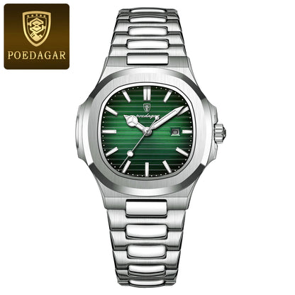 POEDAGAR Square Luxury Watch For Woman Waterproof Luminous Date Ladies Wristwatch Stainless Steel Fashion Quartz Women's Watches