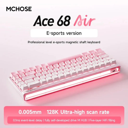 Mchose Ace68 Air Gaming Keyboard Hall Effect 0.001mm Rapid Trigger 8K+256K Polling Rate Dynamic RGB Light Box Magnetic