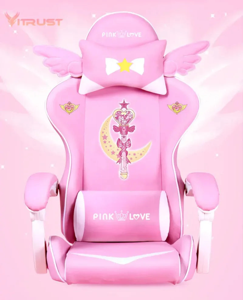 Pink Gaming Chairs for Girl Magic Comfortable Anchor Live Chair Gaming Chair Cute Pink Gaming Chair