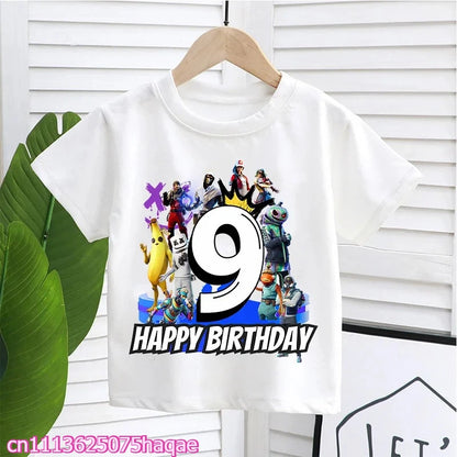Fortnites Kids T-shirts Birthday Number 1-10 Printed T-shirt Boys Summer Casual Short Sleeves Sports Tops Children's Clothing