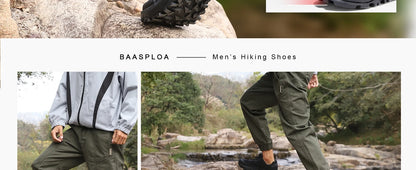 Baasploa Men Hiking Shoes Outdoor Climbing Mesh Breathable Travel Walking Shoes Male Non-Slip Wear Resistant Comfortable Sneaker