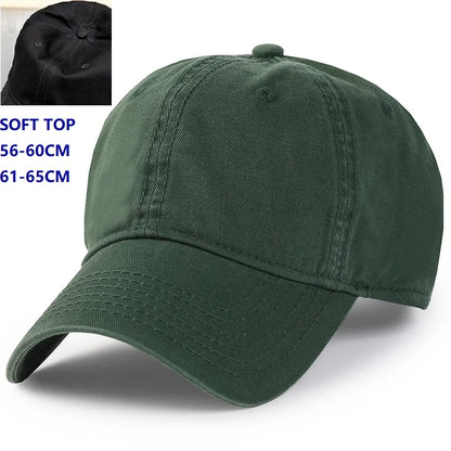Baseballová čepice Big Head Plus Size, 100 % bavlna, vhodná pro muže i ženy, nastavitelná, čepice typu „dad hat“, nadměrná velikost 58–60 cm, 61–65 cm