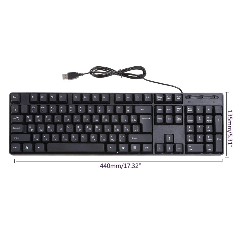 Ergonomische USB-PC-Computertastatur, russische Tastatur / englische Tastatur, Dropshipping