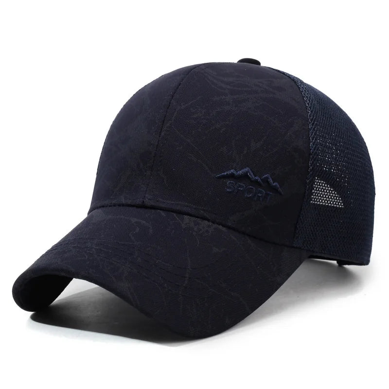 Sommer-Sonnenhut für Herren, Outdoor-Sport-Schirmmütze, Baseballkappe mit Netzrückseite, atmungsaktive Freizeit- und Trucker-Kappe zum Angeln
