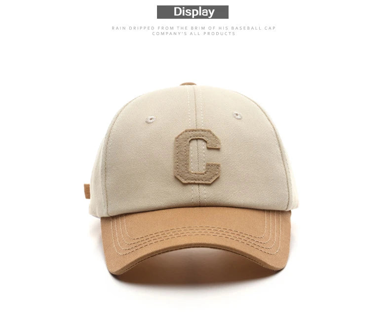 Vintage-Baseballkappe mit gesticktem „C“ | Zweifarbiges Design, verstellbarer Riemen, Unisex für Männer und Frauen
