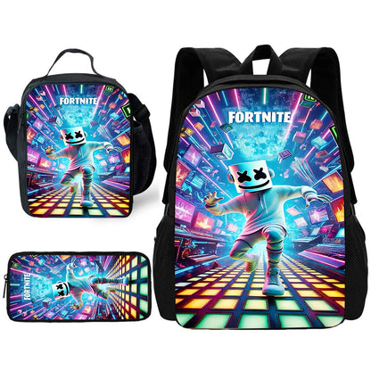 Child School Backpack with Lunch Bags, Pencil Bags, Hot Game Design-F-FortniteS School Bags for Boys Girls Best Gift