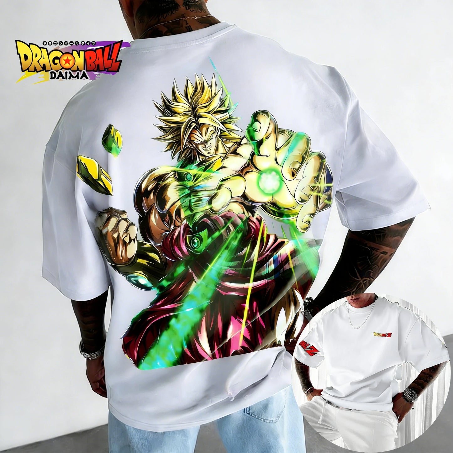 Dragon Ball Legend Super Saiyan Broly T-shirt Men's Short Sleeve Spring and Summer New Men's  Women's Through Top American Style