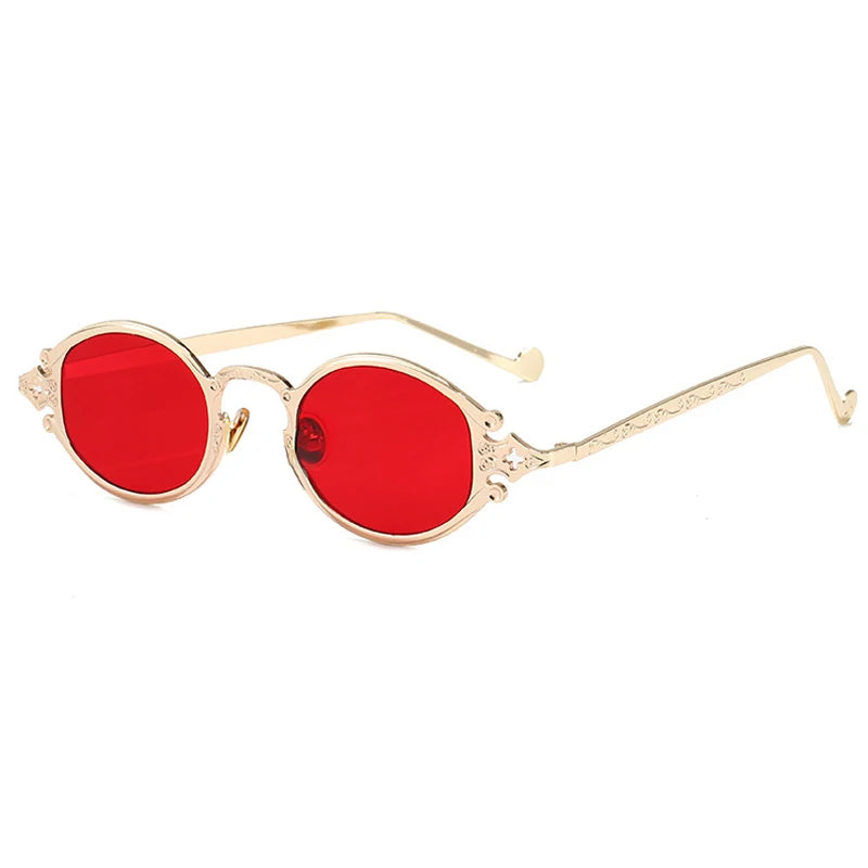 sluneční brýle pro muže ve stylu Cateye, street shoot, retro, steampunk, gotické, oválné, s kovovou obrubou a vyřezávaným vzorem, Gafas sol mujer