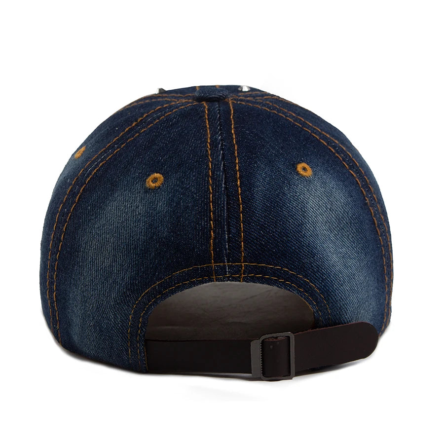 Y2K Pentagram Denim Cloth Baseball Cap Women Fashion Vintage Snapback Men Female Hip hop Shiny Rhinestone Hat For Spring Autumn
