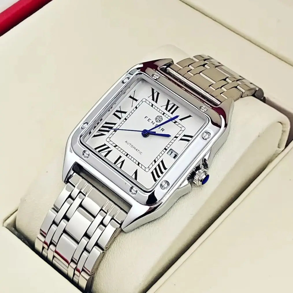 Luxury Square Watch for Men, Calendar Display, Stainless Steel Strap, High-End Luxury Small Square Men's Watch, Stylish Business Casual Versatile Trendy Men's Wristwatch, the Best Gift for Him