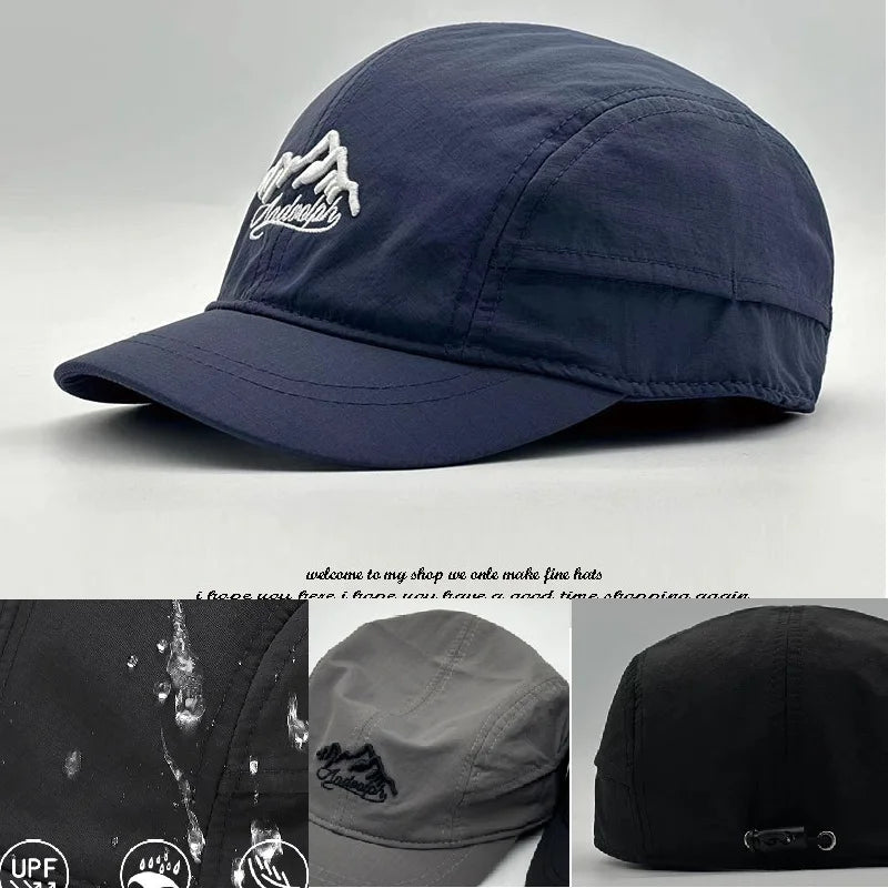 Czapka baseballowa dla mężczyzn z dużym daszkiem, z tyłu zamknięta, z krótkim daszkiem 5 cm, czapki z siateczki dopasowane do głowy, elastyczne czapki z całkowicie zamkniętym tyłem, rozmiary 56–60 cm, 61–65 cm