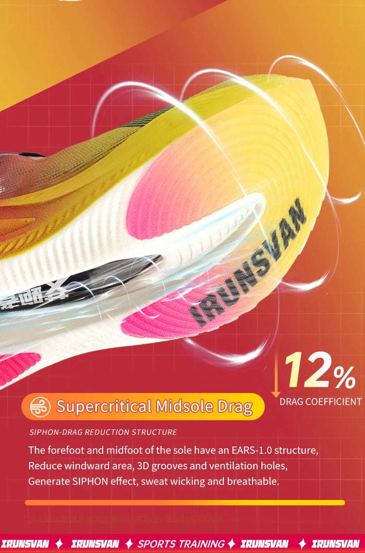 Chaussures de course à pied IRUNSVAN Original Carbon Plate Marathon pour homme : chaussures de sport professionnelles, stables, amortissantes, ultra-légères et à bon rebond