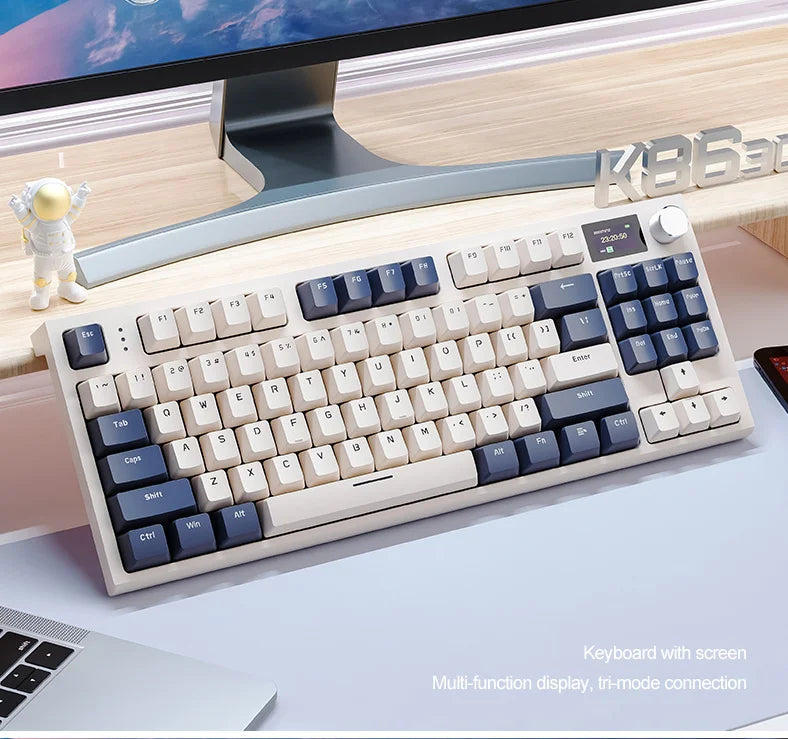 Teclado mecánico ATTACK SHARK K86 con perilla metálica, pantalla inteligente TFT a color, diseño de 87 teclas, iluminación RGB y conexión trimodo