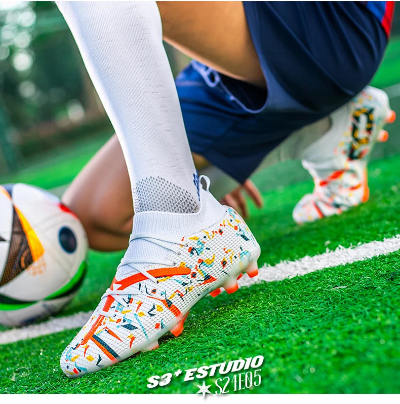 Ghete de fotbal profesionale pentru bărbați, din plasă respirabilă, crampoane antiderapante, sneakers rapizi la modă pentru gazon artificial, pantofi de fotbal pentru bărbați