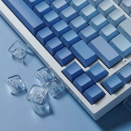 Side Print Keycaps 134 Key Cherry Profile White Blue Gradient PBT Keyboard Key Caps Gamer Mechanical keyboard AULA f75 Wooting