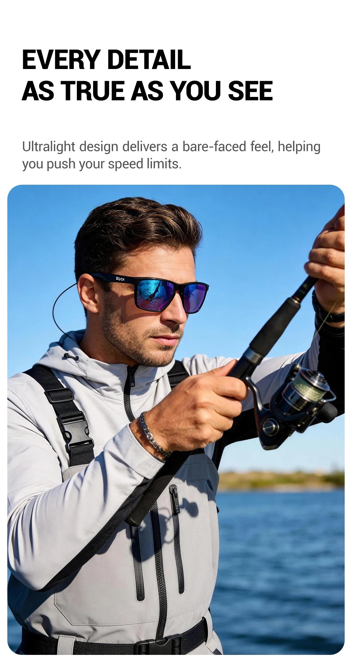 SCVCN Outdoorní polarizované sluneční brýle pro vodní sporty, pláž, oceán, moře, plošinu, rybaření, cyklistiku, MTB, sportovní jízdu na kole a turistiku, UV400