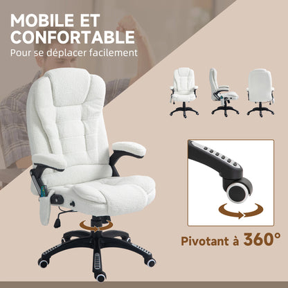 High-Tech Executive Office Chair with Lumbar Heating, Massage Function, 360° Swivel Ergonomic Fabric Desk Chair with Remote Control