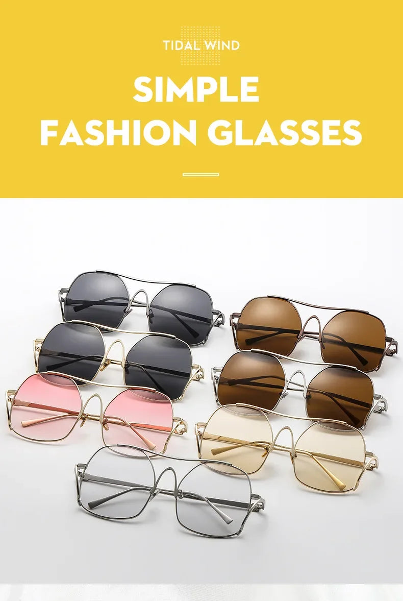 Y2k Polygon Oversized Sunglasses Women Luxury Brand Metal Sun Glasses Fashion Personality Outdoor Retro Eyeglassess Uv400 Men