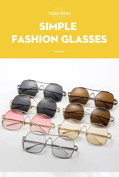 Y2k Polygon Oversized Sunglasses Women Luxury Brand Metal Sun Glasses Fashion Personality Outdoor Retro Eyeglassess Uv400 Men