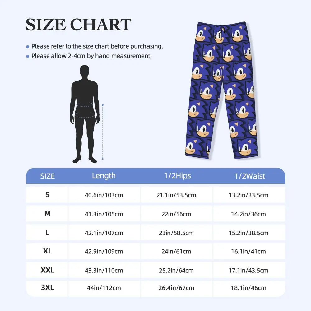 Custom Print Men's Soniced Pajama Pants Hedgehog Game Sleepwear Sleep Lounge Bottoms with Pockets