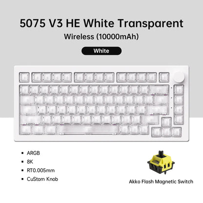 Akko 5075 V3 HE Magnetische Tastatur 75% Custom Mechanische Gaming-Tastatur Rapid Trigger 0.005mm 8K Polling-Rate ARGB