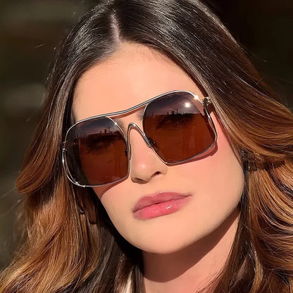 Y2k Polygon Oversized Sunglasses Women Luxury Brand Metal Sun Glasses Fashion Personality Outdoor Retro Eyeglassess Uv400 Men