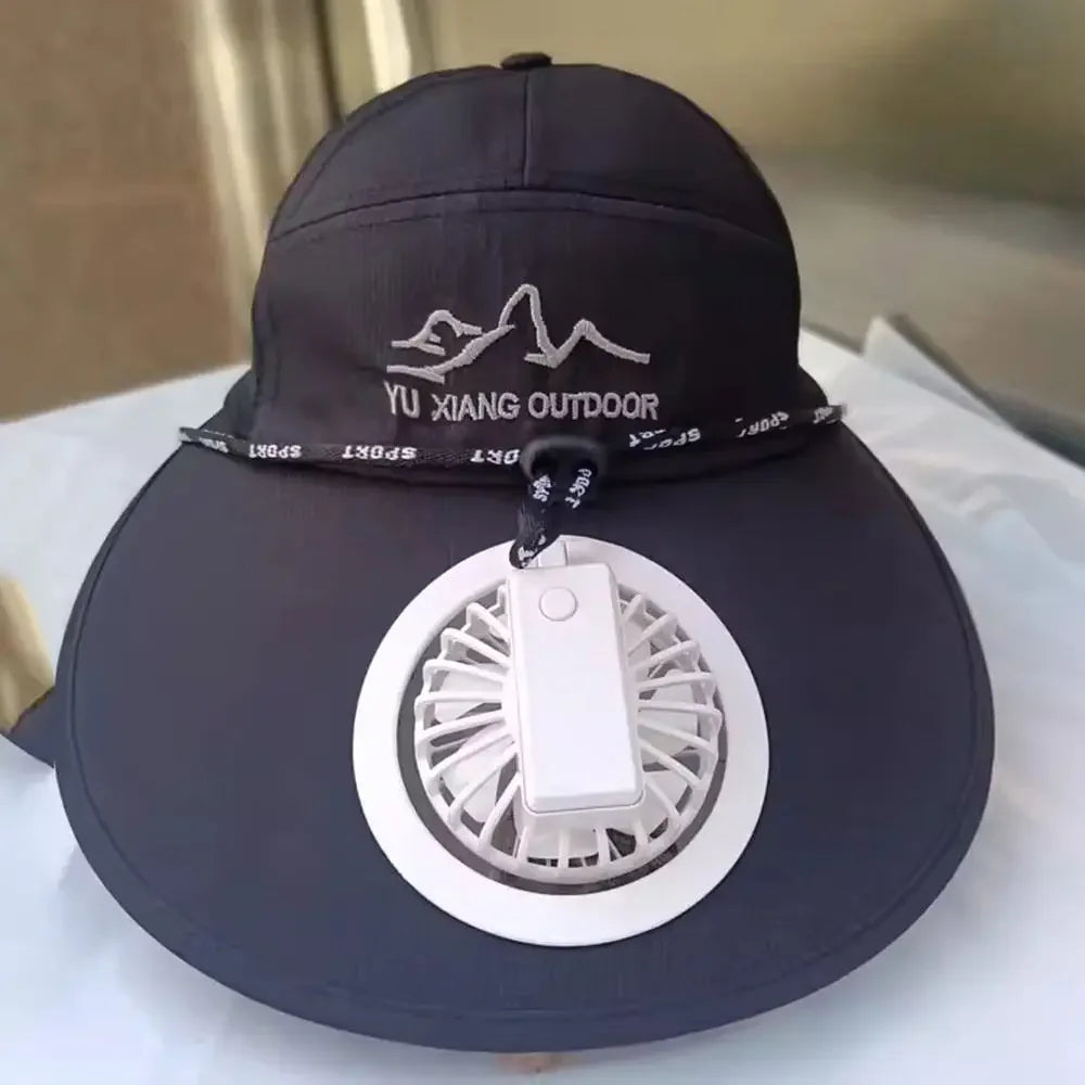 Casquette avec ventilateur Ventilateur de refroidissement USB d'été Casquette de baseball Protection solaire pour le golf en plein air Casquette à visière réglable sur 2 vitesses Casquette de randonnée avec ventilateur