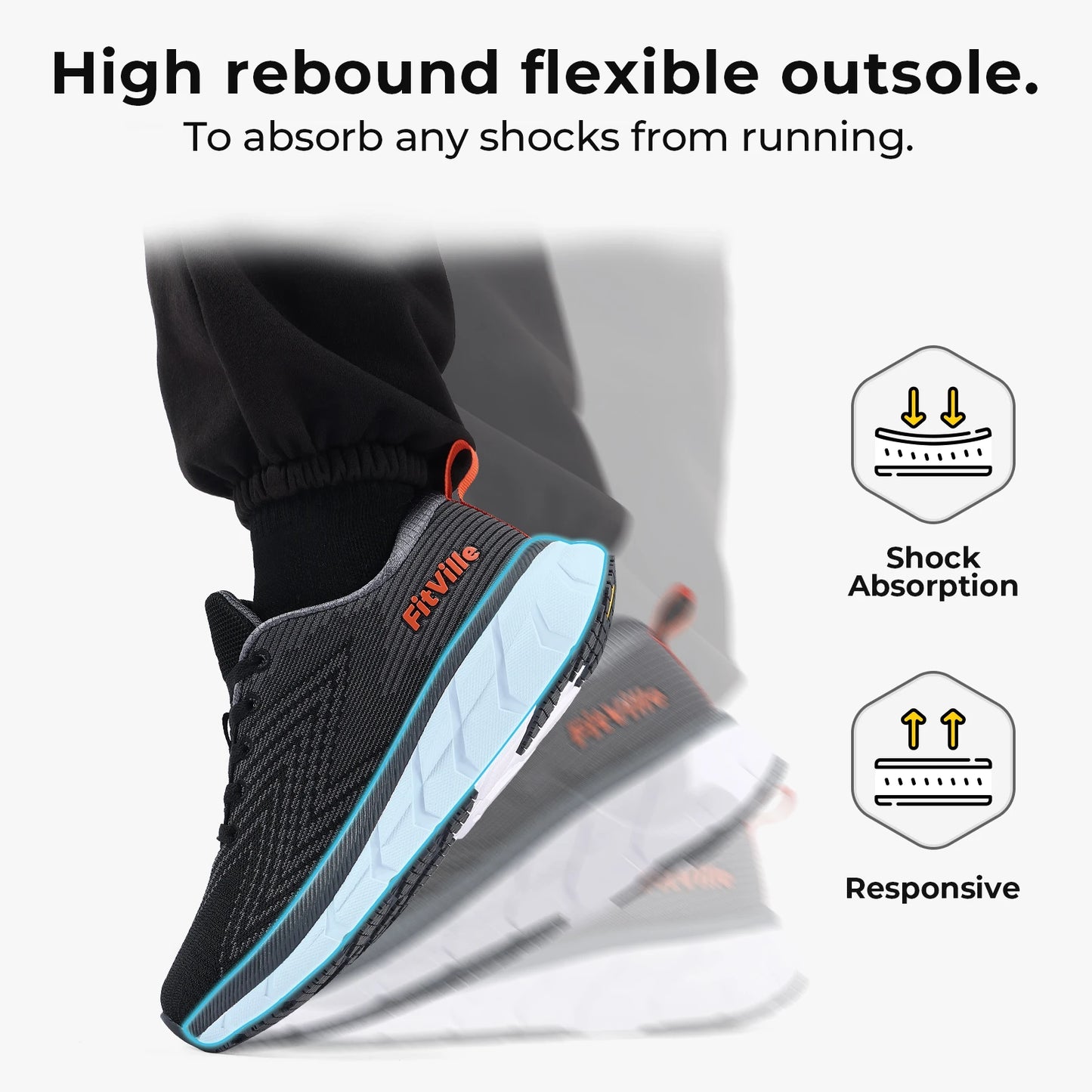 FitVille Men's Shoes Wide Toe Box Cushioned Extra Wide Width Non-Slip Running Shoe Comfortable Lightweight Sneakers For Wide Feet
