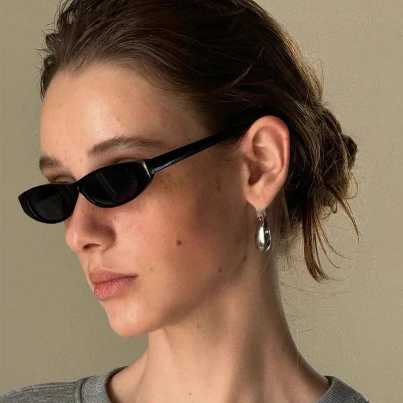 Popular Small Narrow Cat Eye Sunglasses Women Men's Luxury Brand Black Red Sun Glasses Retro Tiny Rectangle Candy Shades