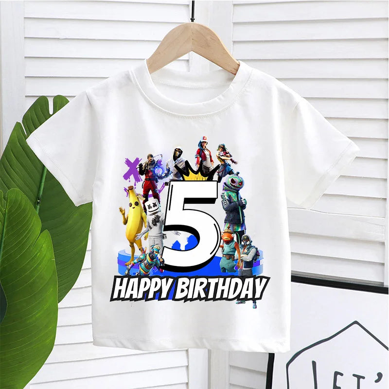 Fortnites Kids T-shirts Birthday Number 1-10 Printed T-shirt Boys Summer Casual Short Sleeves Sports Tops Children's Clothing