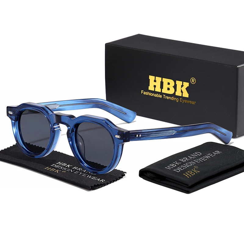 HBK Vintage – jednoduché kulaté pánské sluneční brýle s malým rámem, vysoce kvalitní acetátový rám, sluneční brýle pro ženy, na večírky, na cestování i do přírody