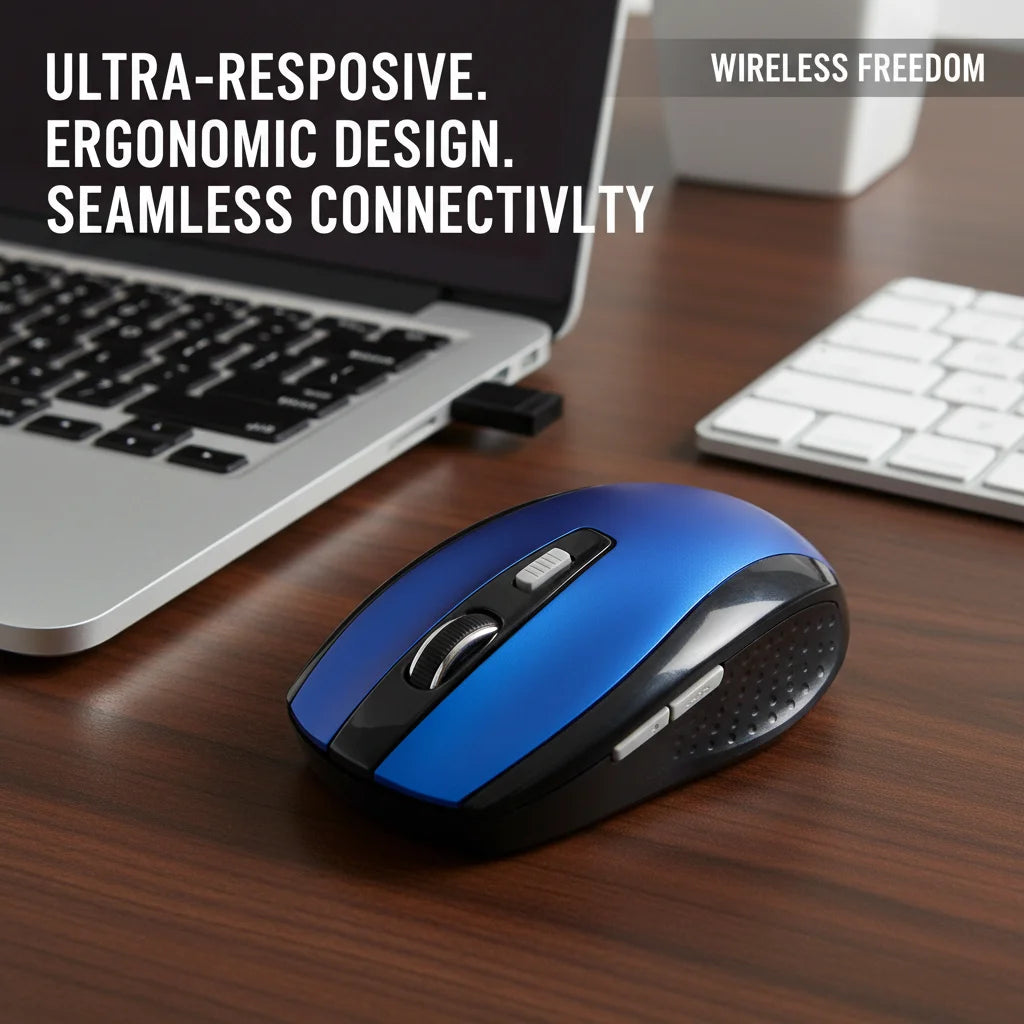 2.4G Wireless Mouse,7500 DPI,6 Buttons, 4-Ways Scroll Optical Gaming Mouse,Ergonomic Design For Desktop&Macbook PC Laptop