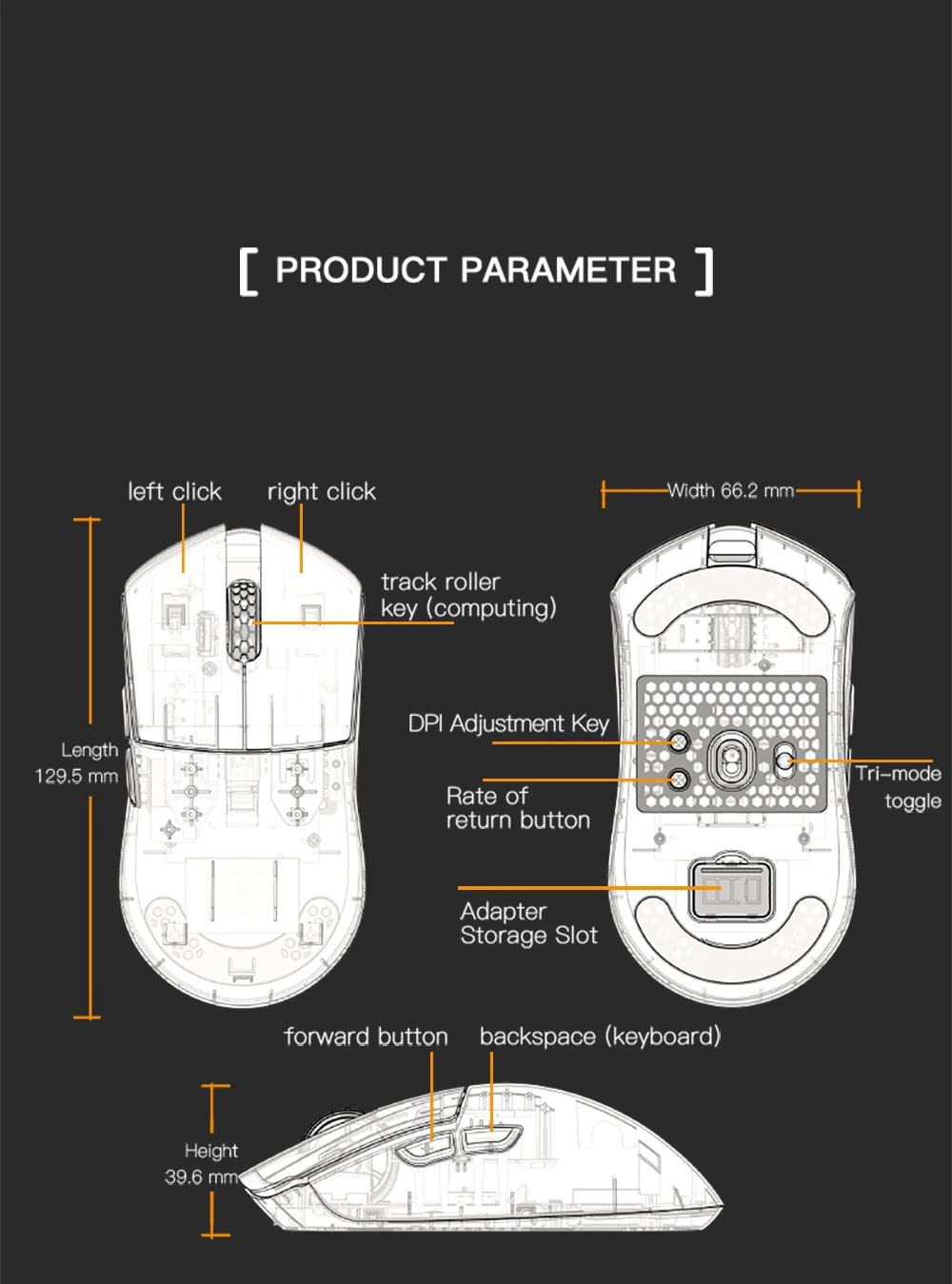 Darmoshark M3Pro gamingmus 2.4G BT trådlös tri-mode PAW3395-sensor N52840 26000DPI för stora händer makrodrivrutin mus för gaming