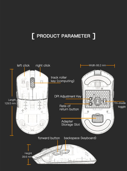 Darmoshark M3Pro gamingmus 2.4G BT trådlös tri-mode PAW3395-sensor N52840 26000DPI för stora händer makrodrivrutin mus för gaming