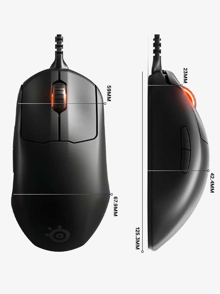 SteelSeries Prime Wired Esports Gaming Mouse 18000 DPI TrueMove Pro Optical Sensor, Magnetic Optical Switches, Ultra-Lightweight RGB Gaming Mouse