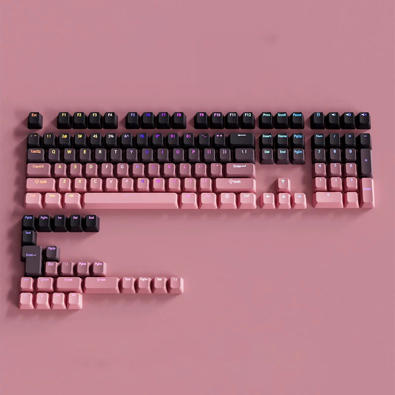 130 Keys Gradient Lucky Red RGB Backlit Shine Through Keycaps OEM Profile Double Shot PBT Keycaps for MX Switches Gamer Keyboard