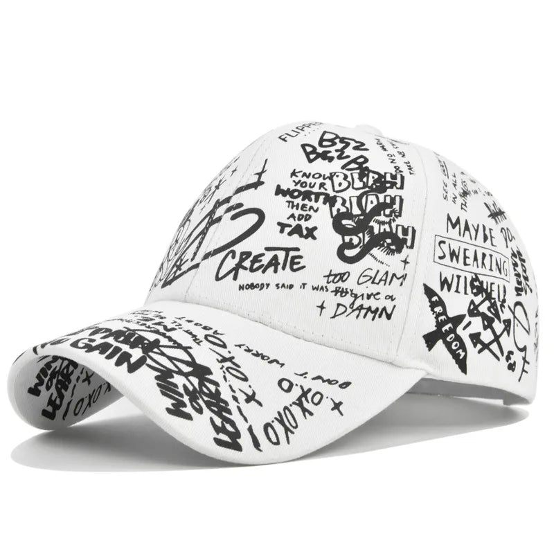 Cappellino da baseball unisex alla moda con stampa graffiti - Cappellino alla moda con visiera dipinta a colori vivaci