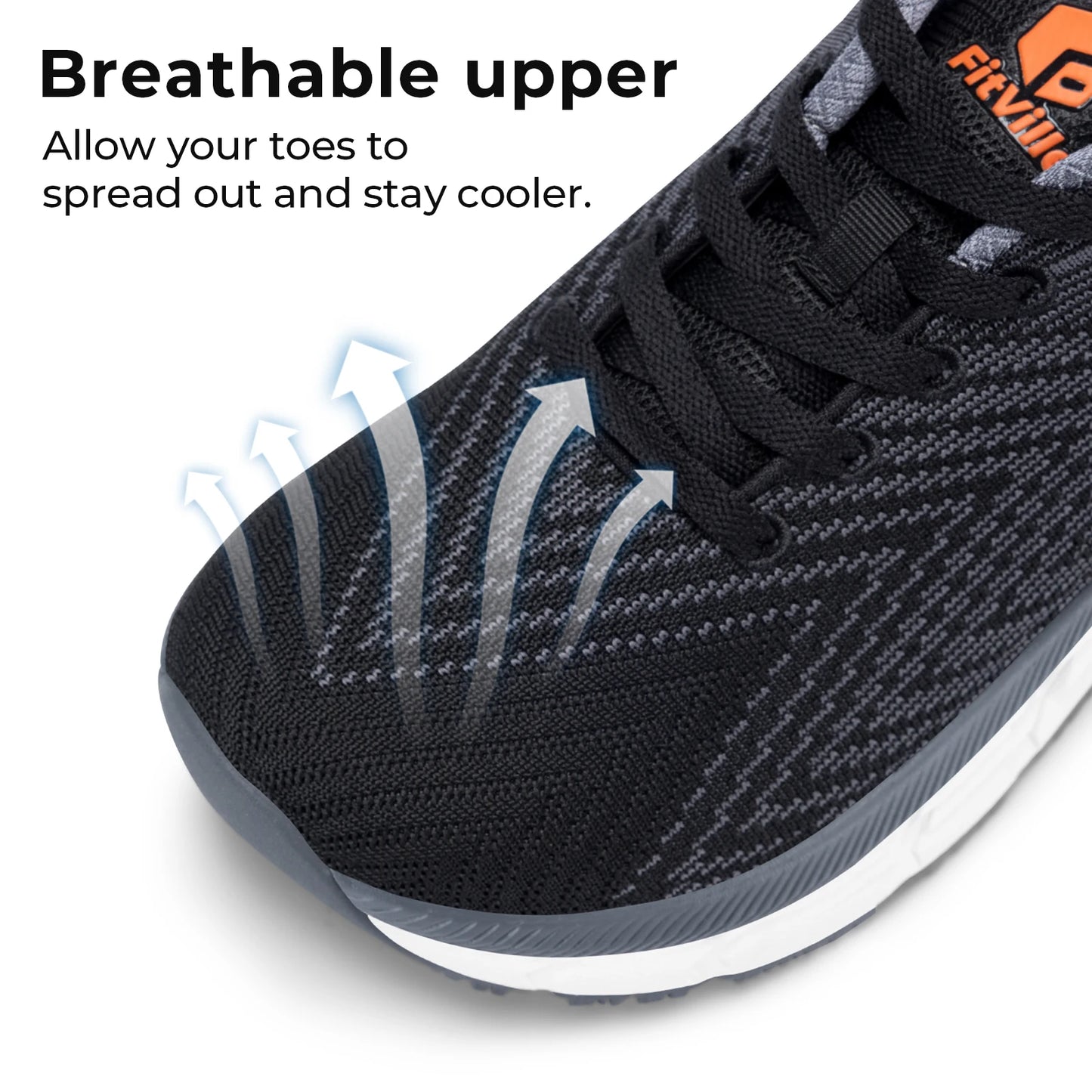 FitVille Men's Shoes Wide Toe Box Cushioned Extra Wide Width Non-Slip Running Shoe Comfortable Lightweight Sneakers For Wide Feet