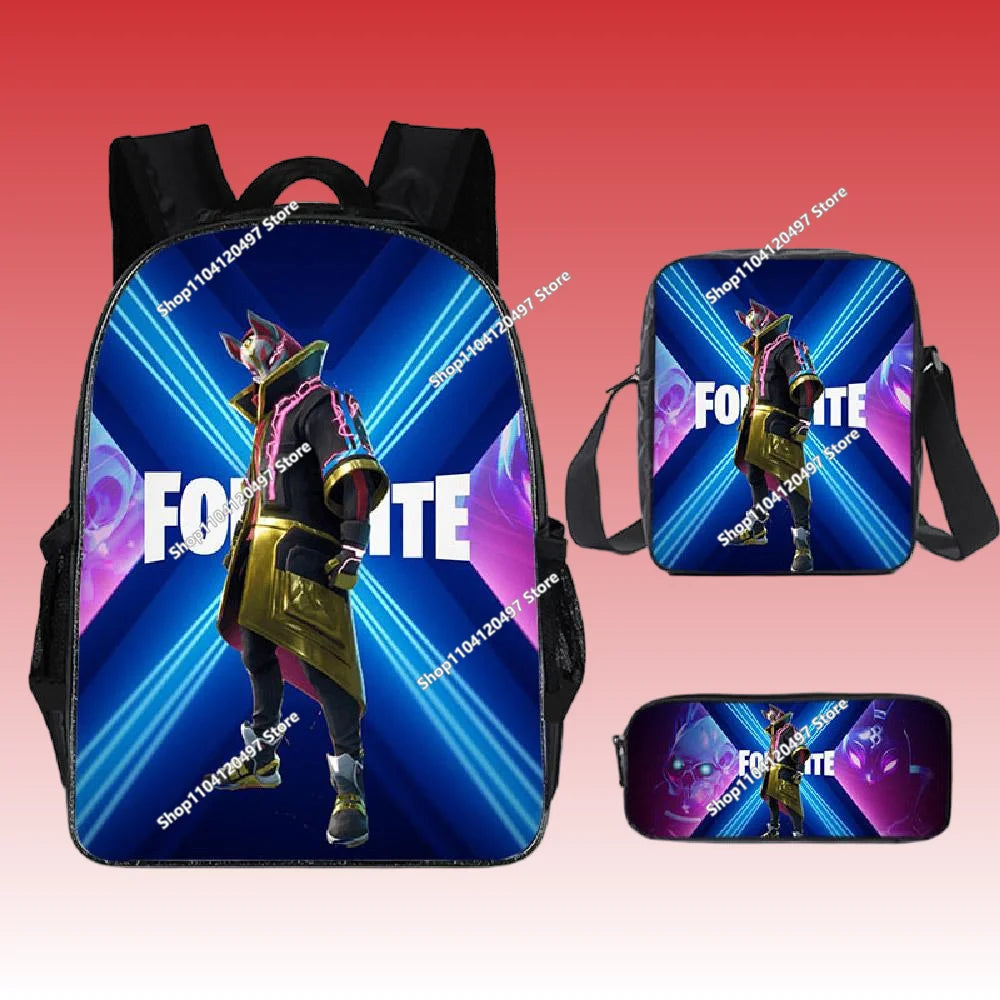 3pcs/set Fortnite Game Backpack Anime Cartoon Large Capacity Student Shcool Bags Pencil Bag Kawaii Lunch Bag Birthday Gifts