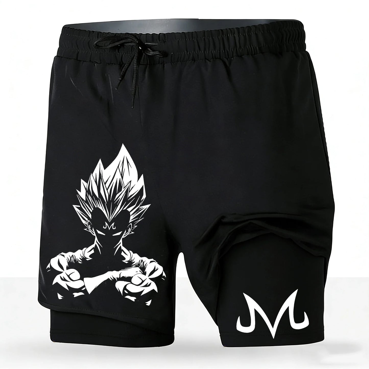 Men's Dragon Ball Anime 2-in-1 Running Shorts Majin Vegeta Print Quick Dry Athletic Workout Shorts 2026 New Unisex