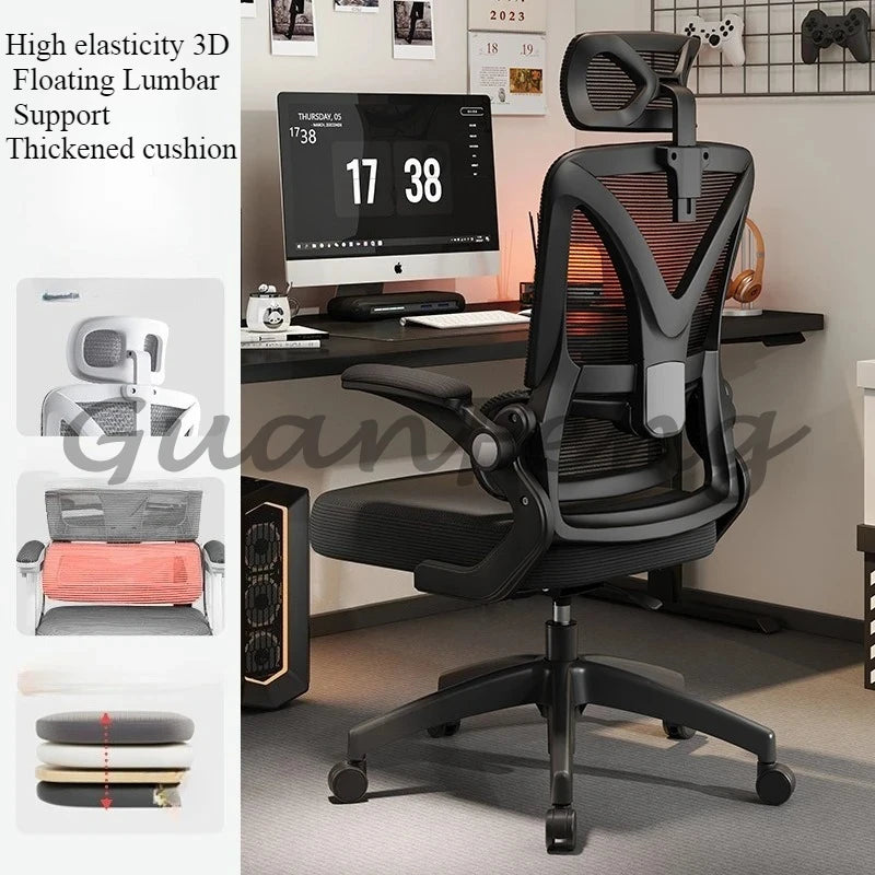 Ergonomic Gaming Chair with 3D Lumbar Support, Breathable Mesh Office Chair, Adjustable Swivel Racing Chair with Armrests for Home & Work