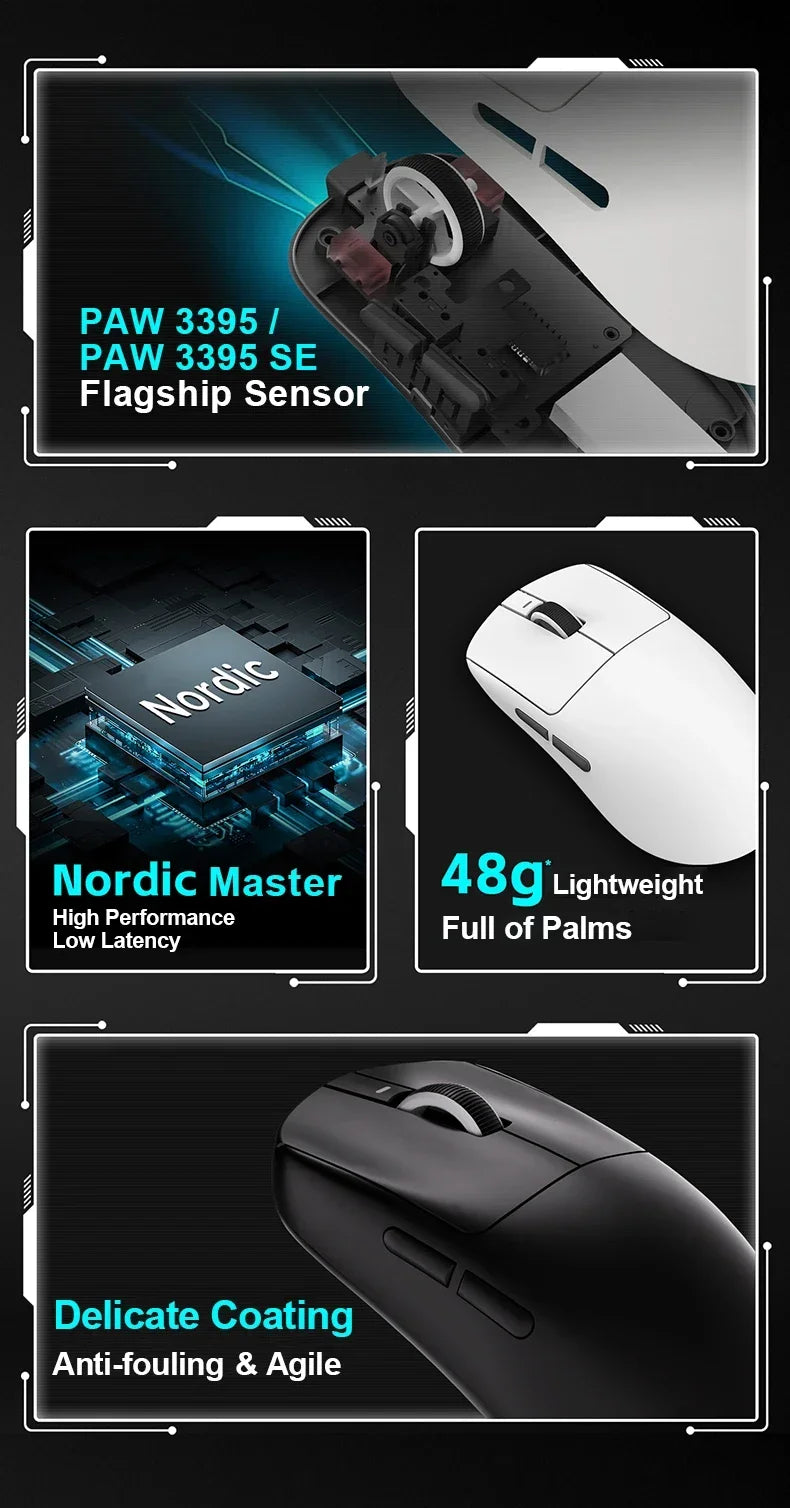 VXE Dragonfly R1 Pro MAX 2.4G Wireless Gaming Mouse PAW3395 26000DPI 3-mode Connection with Low Latency Wired Gaming Mouse