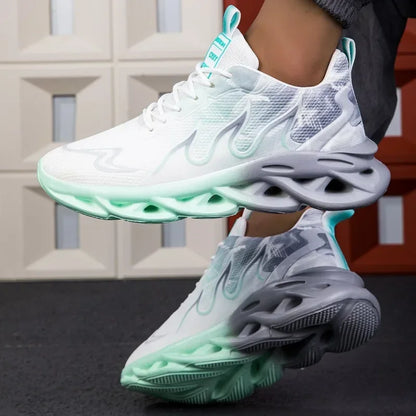 Chaussures de sport décontractées pour homme : chaussures de sport légères et respirantes à imprimé flammes, pour l'été, le tennis, la course à pied et la randonnée