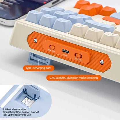 Tastiera gaming wireless Free Wolf M87 75% - Switch silenziosi, retroilluminazione Rainbow, BT/2.4G, copritasti PBT sfumati, design compatto