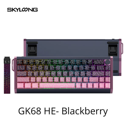 Teclado magnético SKYLOONG GK61/GK68 HE con carcasa de aluminio, 8000hz, RT0.01mm, activación rápida, teclas PBT, retroiluminación RGB y conexión por cable para gaming
